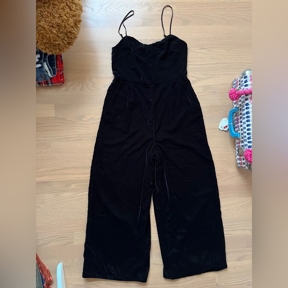 J.Crew Black Velvet Jumpsuit - 00